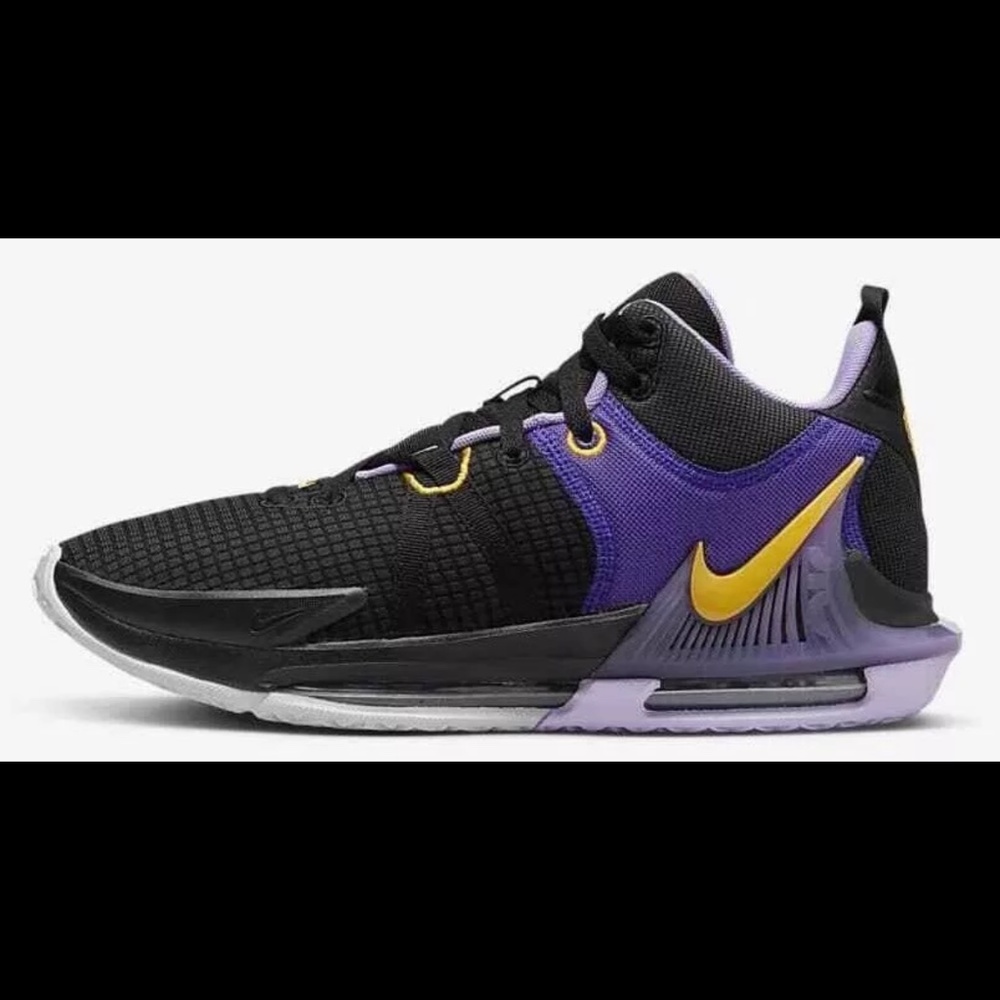 NIKE LEBRON WITNESS VII 7 Lakers BLACK/GOLD/LILAC Men's Shoe Size 13 DM1123 002